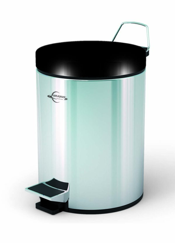 سطل پدالی اورانوس 5 لیتری استیل خشدار مشکی سمباده ای